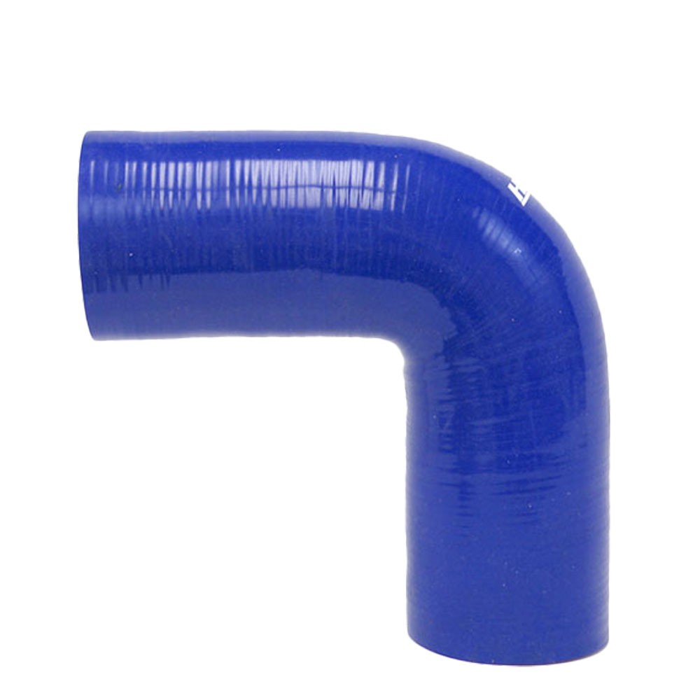 HTSEC90-350-BLUE HPS 3.5" (89mm) ID Blue 4Ply Silicone 90 Degree Elbow Couple Hose Coolant Intake