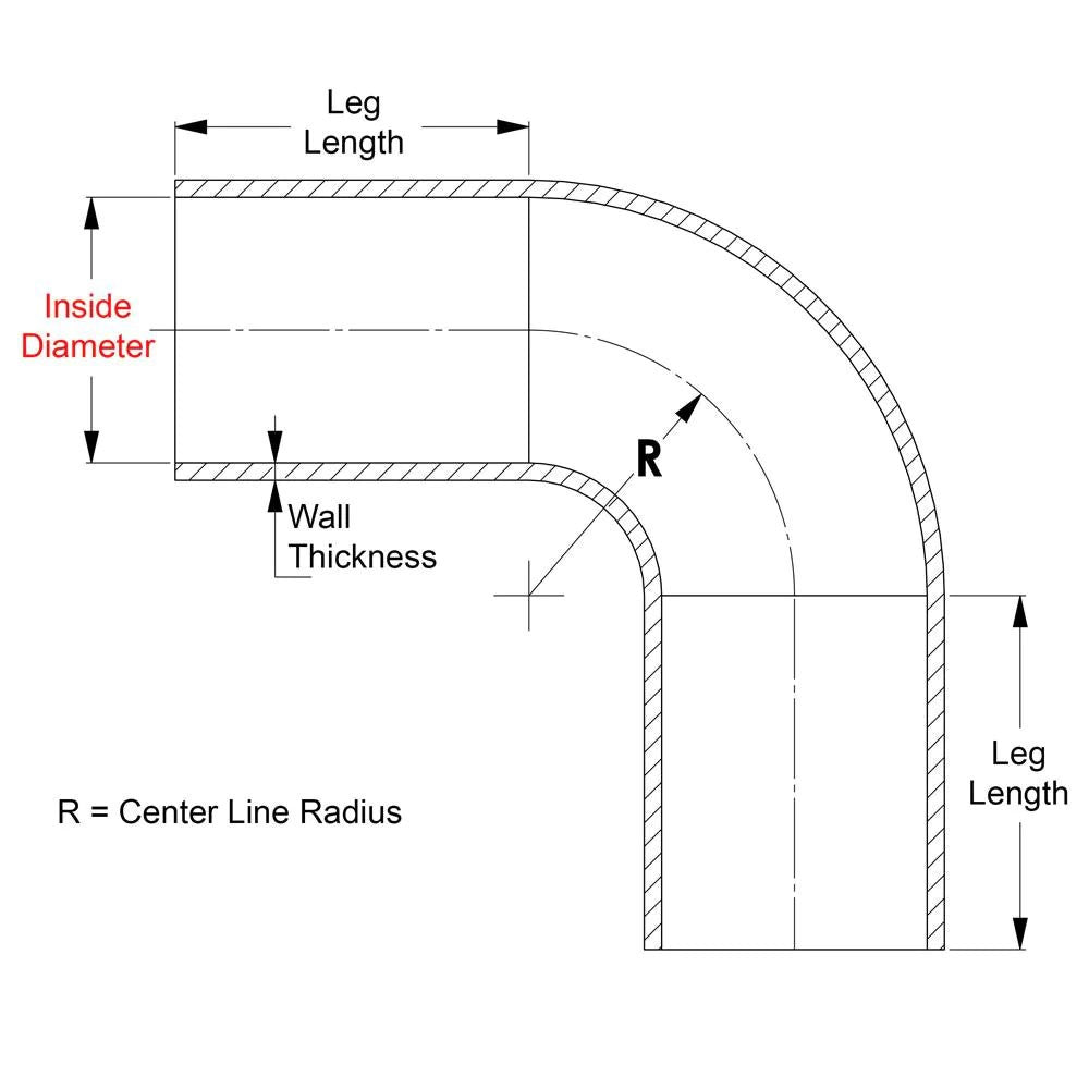 HTSEC90-175-BLK HPS 1.75" (45mm) ID Black 4Ply Silicone 90 Degree Angle Elbow Couple Hose Intake