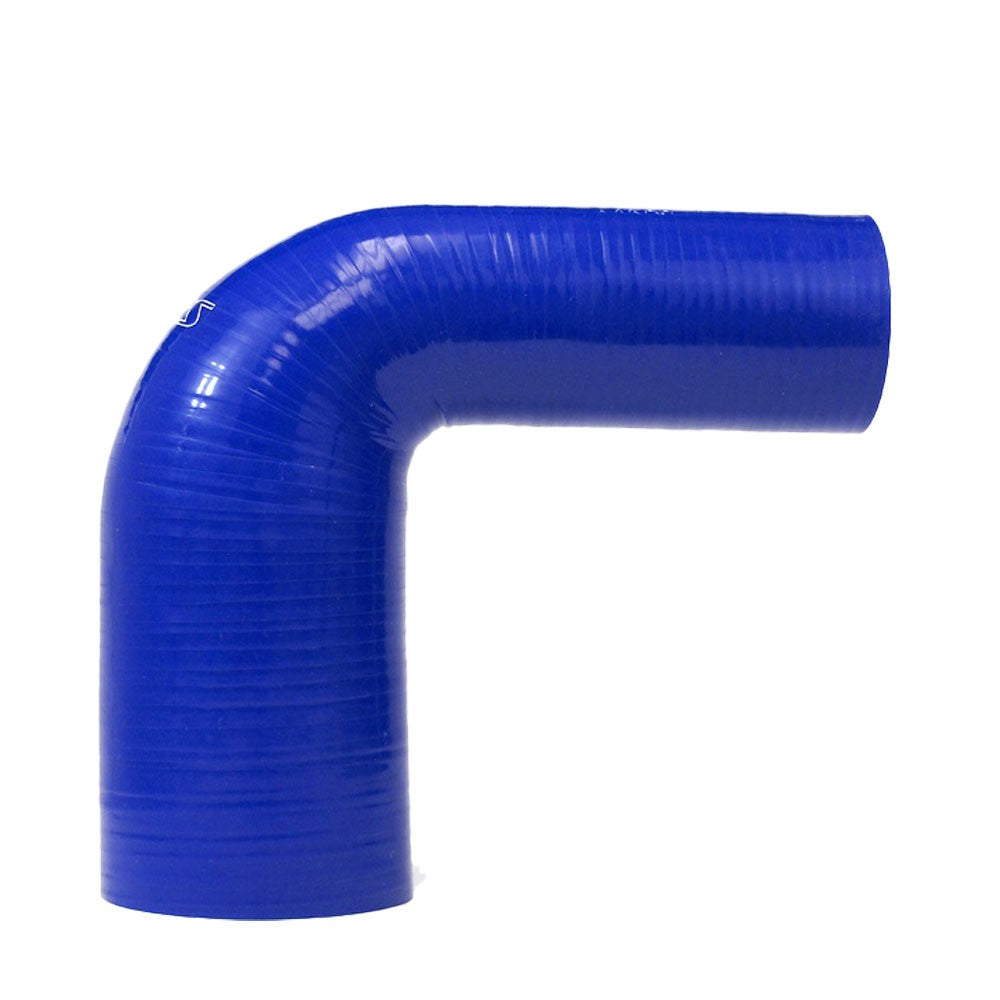 HTSER90-087-100-BLUE HPS 7/8">1" (22mm>25mm) ID Blue 4Ply Silicone 90 Degree Angle Elbow Reducer Hose