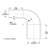 HTSER90-300-425-BLK HPS 3" - 4-1/4" (76mm - 108mm) ID, 5" L 4Ply Silicone 90 Degree Elbow Hose Black