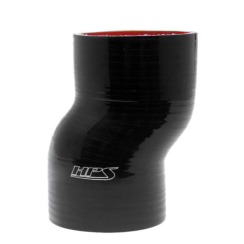 HTSOC-425-L6-BLK HPS 4-1/4" (108mm) ID, 6" Length Black 4-Ply Silicone 1/2" Offset Coupler Hose