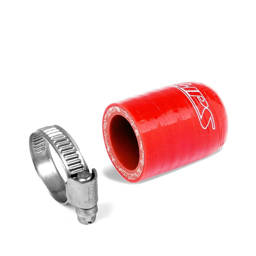 Universal Fit HPS Red 3-Ply Reinforced Silicone Coolant bypass Cap with embossed Hose Clamp for bypass heater Vacuum Valve Water Port
