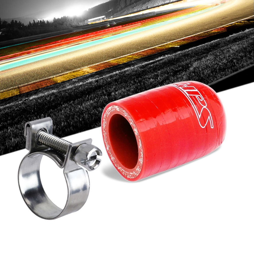 RSCC-016-RED+FIC-6 HPS 5/32" ID/1.5" L Red Silicone Coolant Hose Cap w/Clamp Fix Leak Vacuum Port