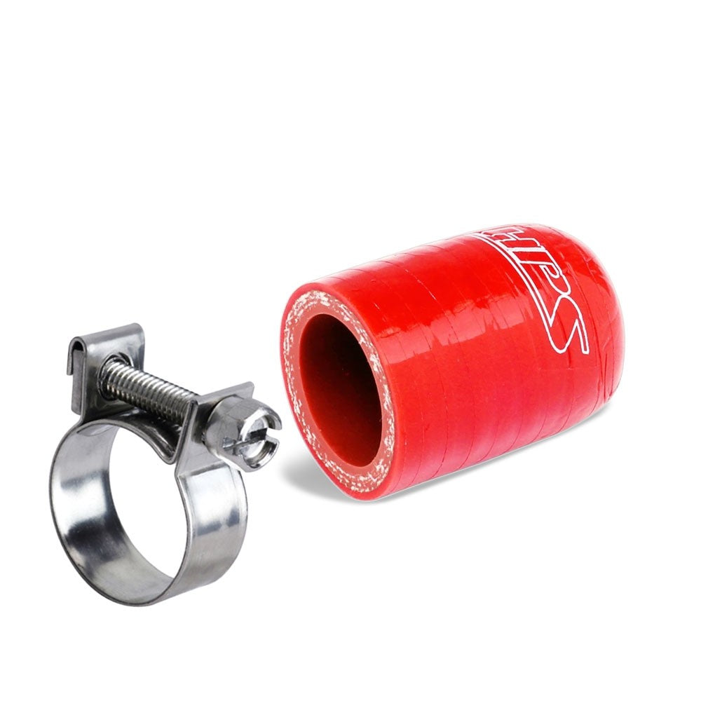 Universal Fit HPS Red 3-Ply Reinforced Silicone Coolant bypass Cap with Fuel Injection Hose Clamp for bypass heater Vacuum Valve Water Port