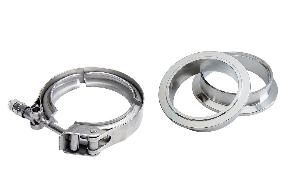 HPS Performance Stainless V-Band Clamp with stainless steel flanges view 2