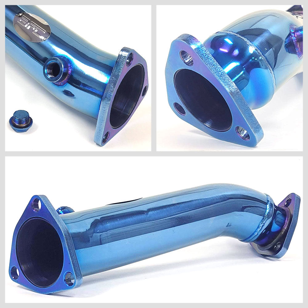 BFC Titanium Blue High Flow Exhaust Piping Pipe For 97-05 A4 B5 B6 1.8T