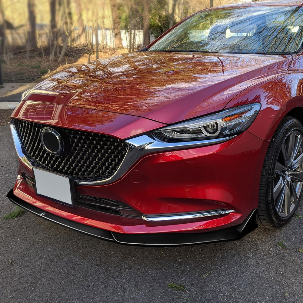 [Painted Gloss Black] Front Bumper Lip Guard Lower Body Kit For 19-21 Mazda 6