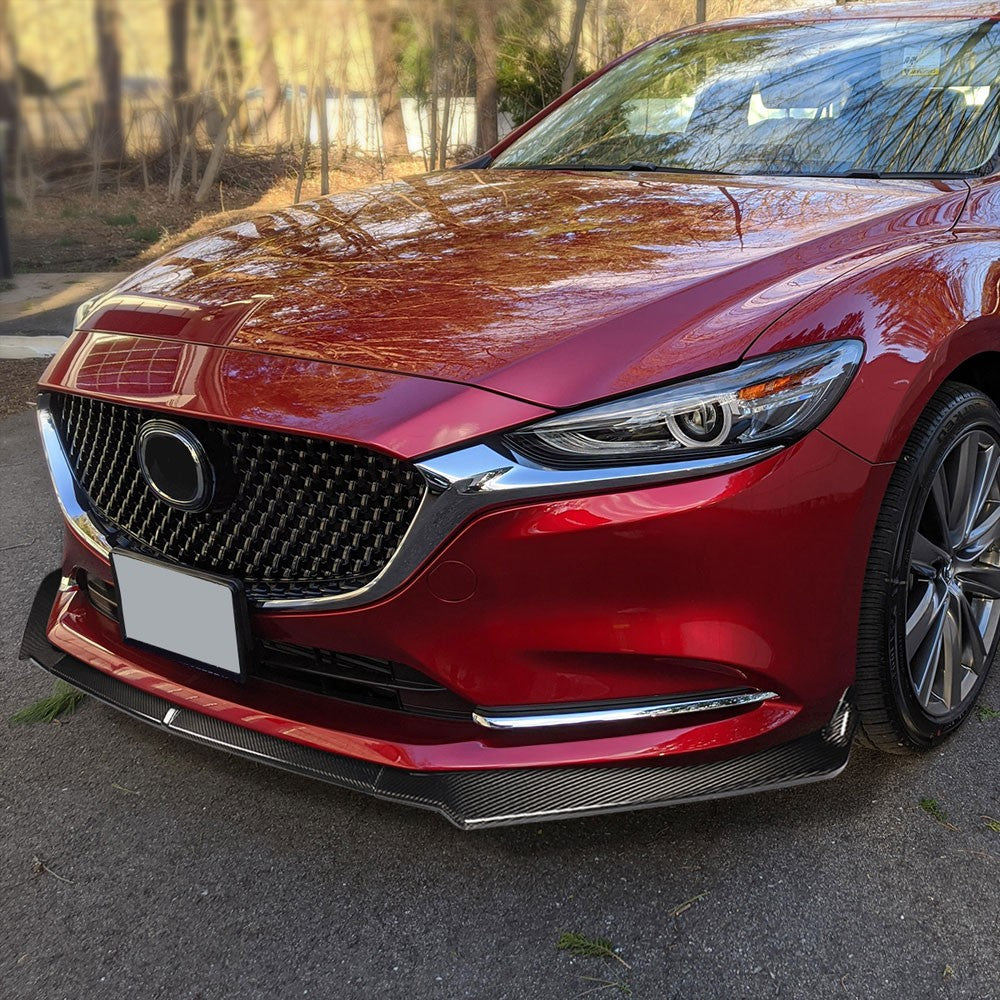 [Real Glossy Carbon Fiber] Front Bumper Lip Guard Body Kit For 19-21 Mazda 6