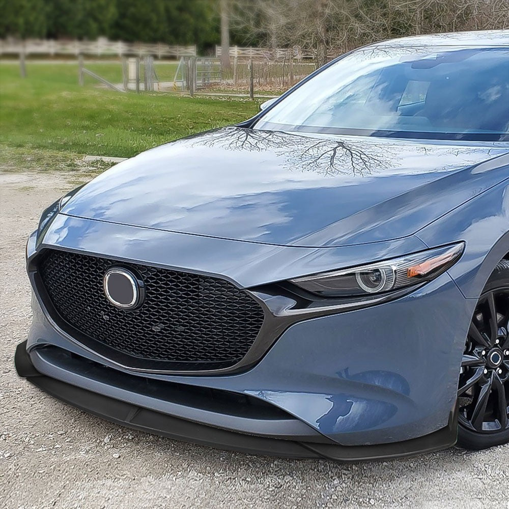 [Matte Black] Front Bumper Lip Chin Wing Guard Lower Body Kit For 19+ Mazda 3 BP