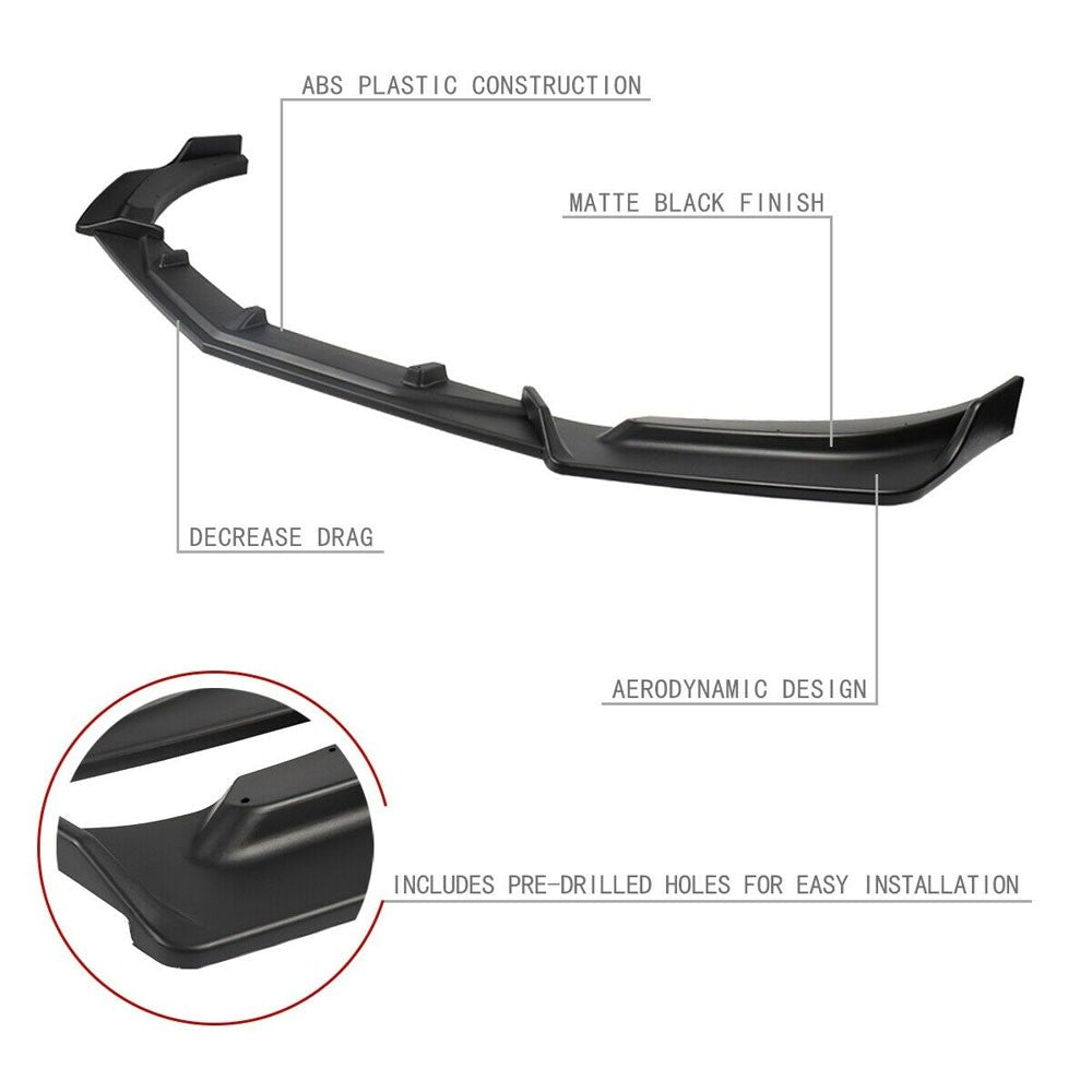 [Matte Black] Front Bumper Lip Chin Wing Guard Body Kit For 19+ Chevrolet Malibu