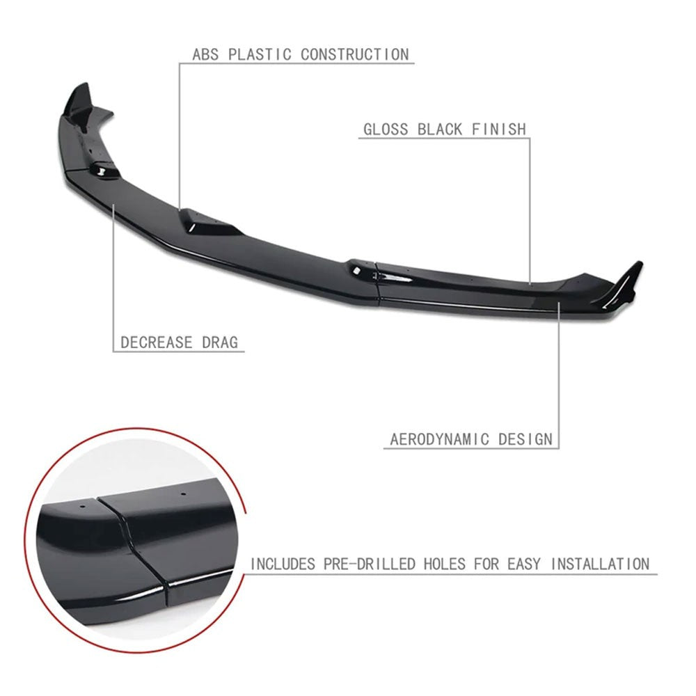 [Painted Gloss Black] Front Bumper Lip Guard Body Kit For 16-18 Camaro LT LS SS