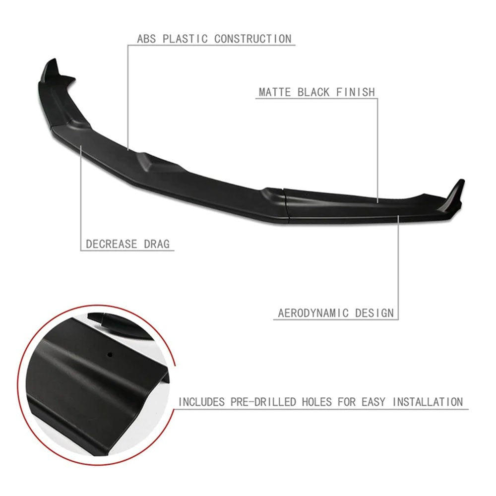 [Matte Black] Front Bumper Lip Chin Guard Body Kit For 16-18 Camaro LT LS SS