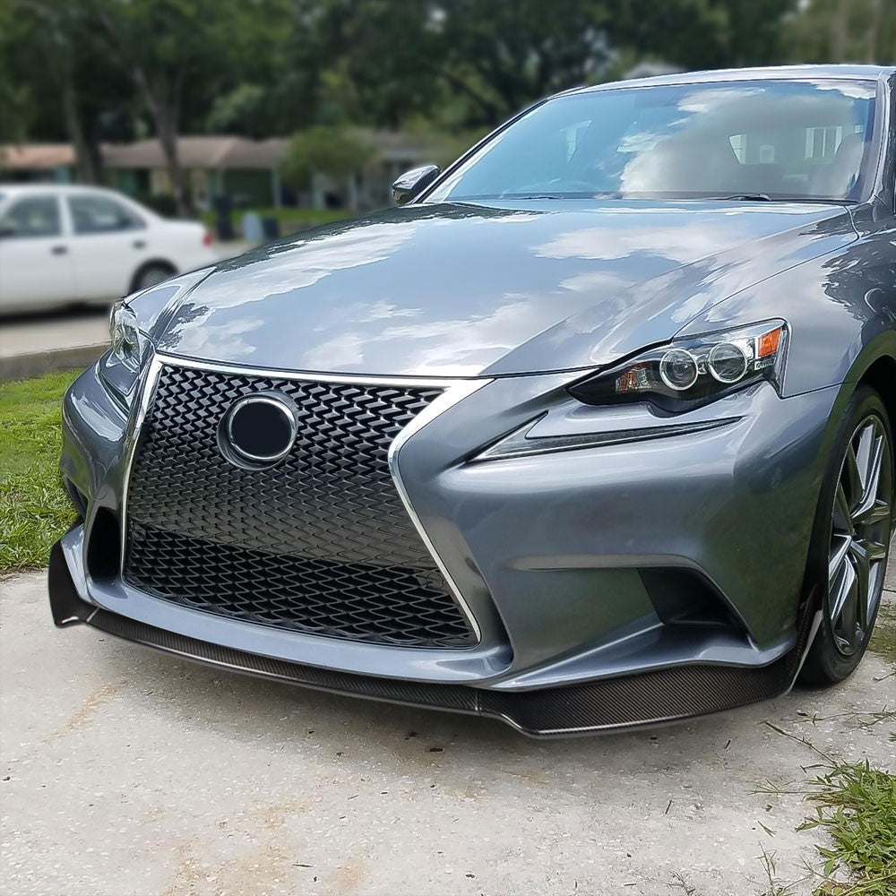 [Real Glossy Carbon Fiber] Front Bumper Lip Guard For 14-15 Lexus IS250 IS350
