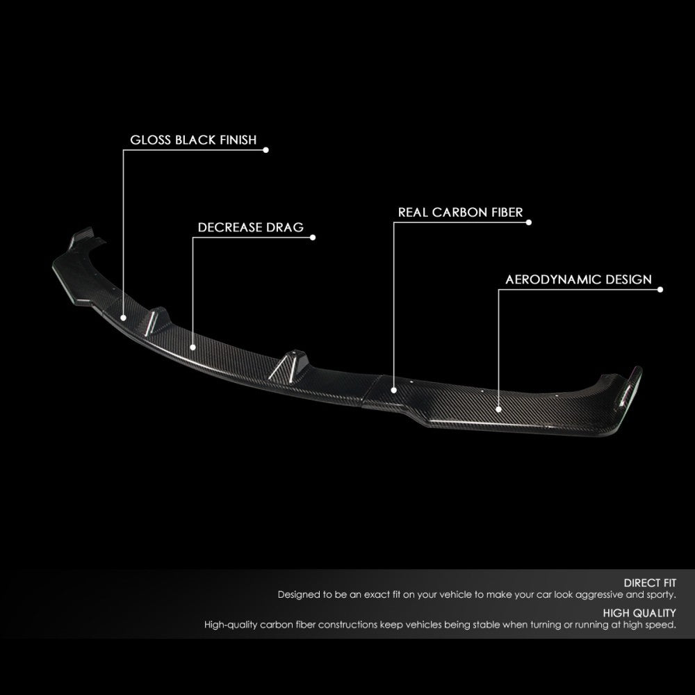 [Real Glossy Carbon Fiber] Front Bumper Lip Guard For 09-11 BMW E90 3-Series 4DR