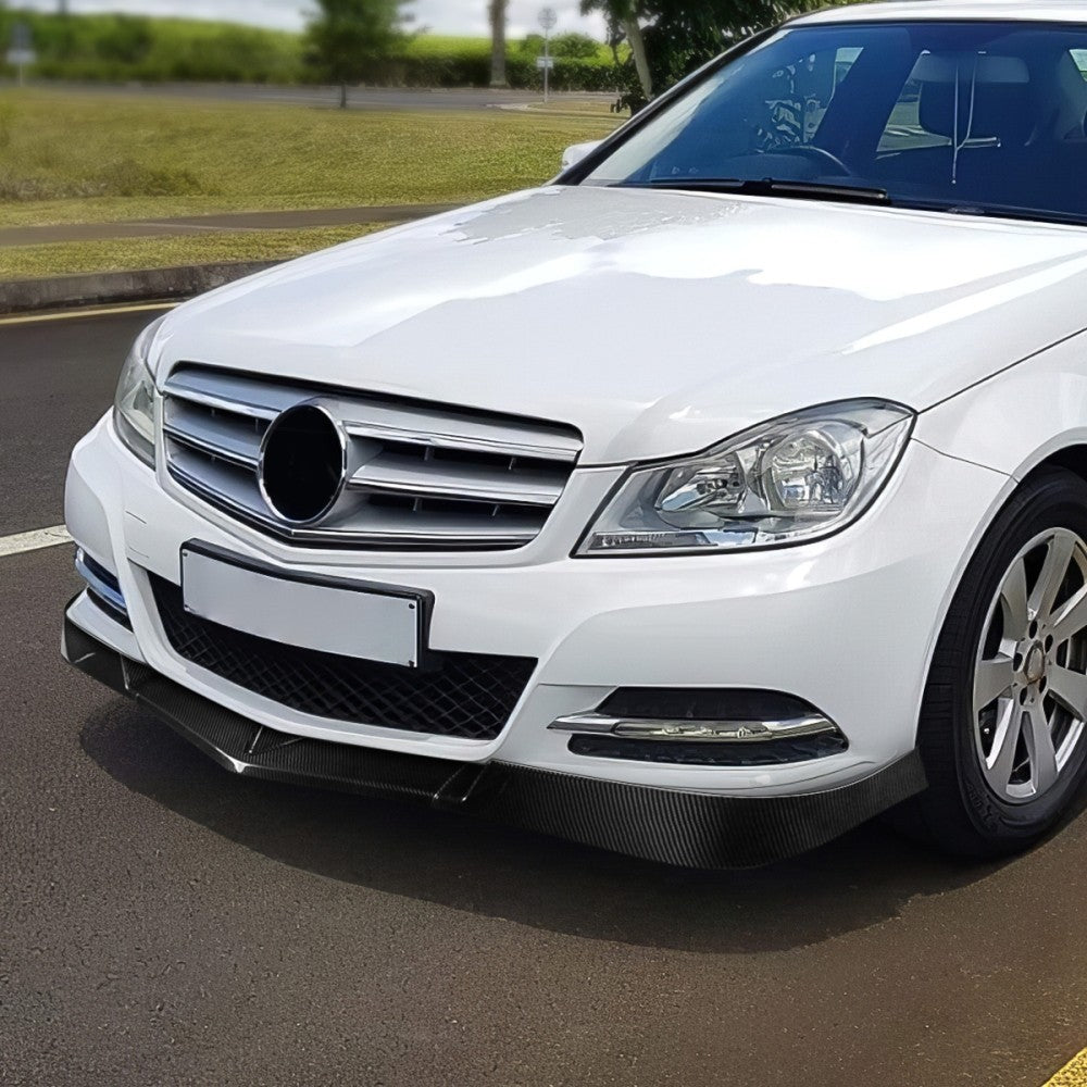 [Real Glossy Carbon Fiber] Front Bumper Lip For 12-14 C-Class W204 AMG/Sport