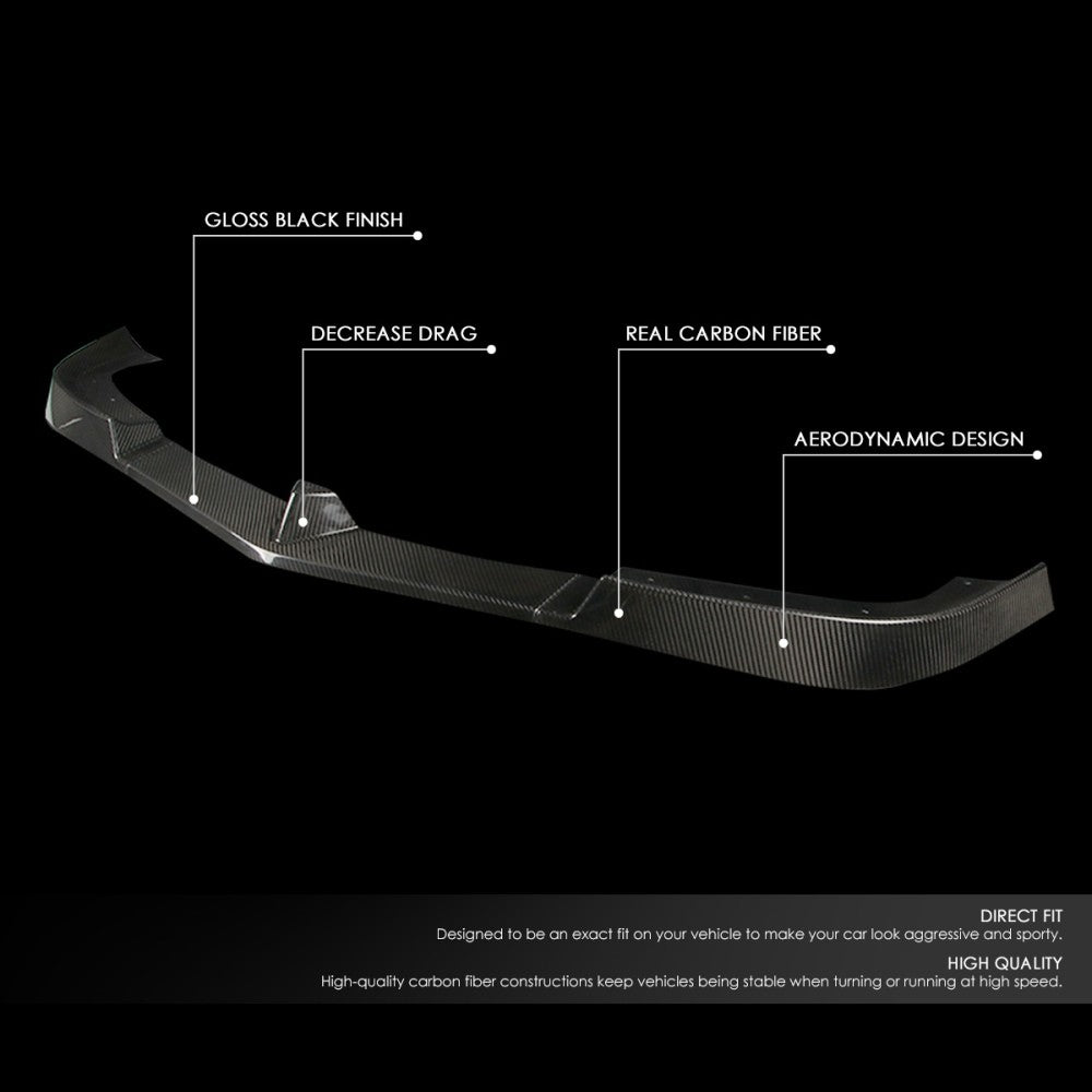 [Real Glossy Carbon Fiber] Front Bumper Lip For 12-14 C-Class W204 AMG/Sport