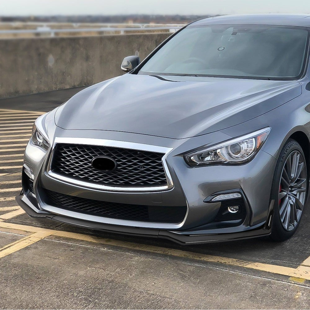 [Painted Gloss Black] Front Bumper Lip Guard For 18+ Infiniti Q50 Sport Trim