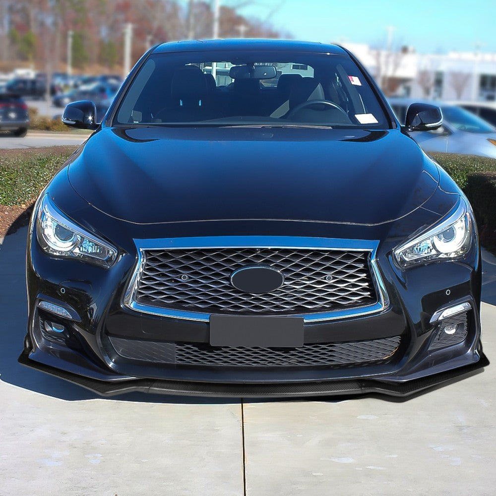 [Real Glossy Carbon Fiber] Front Bumper Lip Kit For 18+ Infiniti Q50 Sport Trim