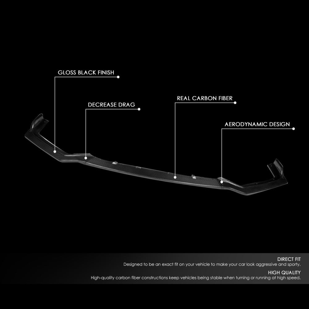 [Real Glossy Carbon Fiber] Front Bumper Lip Kit For 18+ Infiniti Q50 Sport Trim