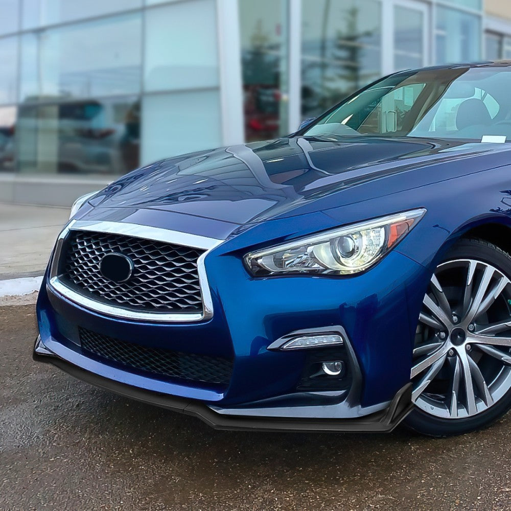 [Matte Black] Front Bumper Lip Guard Body Kit For 18+ Infiniti Q50 Sport Trim