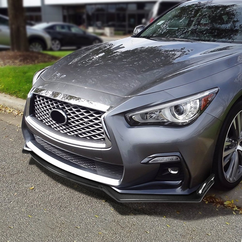 [Real Glossy Carbon Fiber] Front Bumper Lip For 18+ Infiniti Q50 Non-Sport Trim