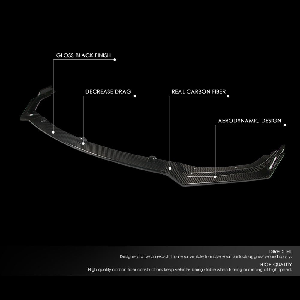 [Real Glossy Carbon Fiber] Front Bumper Lip For 18+ Infiniti Q50 Non-Sport Trim