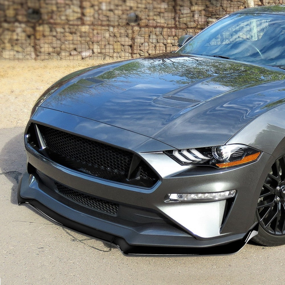 [Painted Gloss Black] Front Bumper Lip Guard Body Kit For 18-20 Ford Mustang