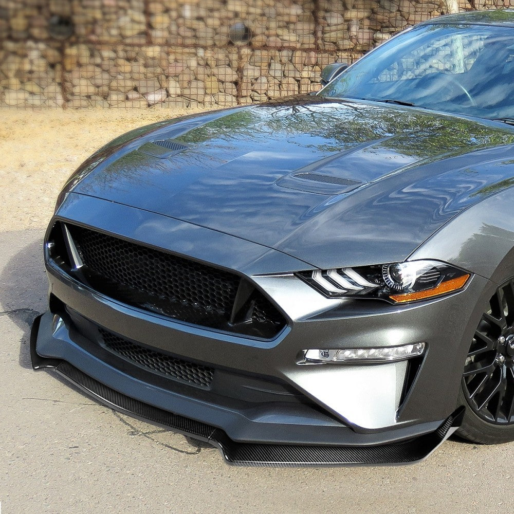 [Real Glossy Carbon Fiber] Front Bumper Lip Guard Spoiler For 18-20 Ford Mustang