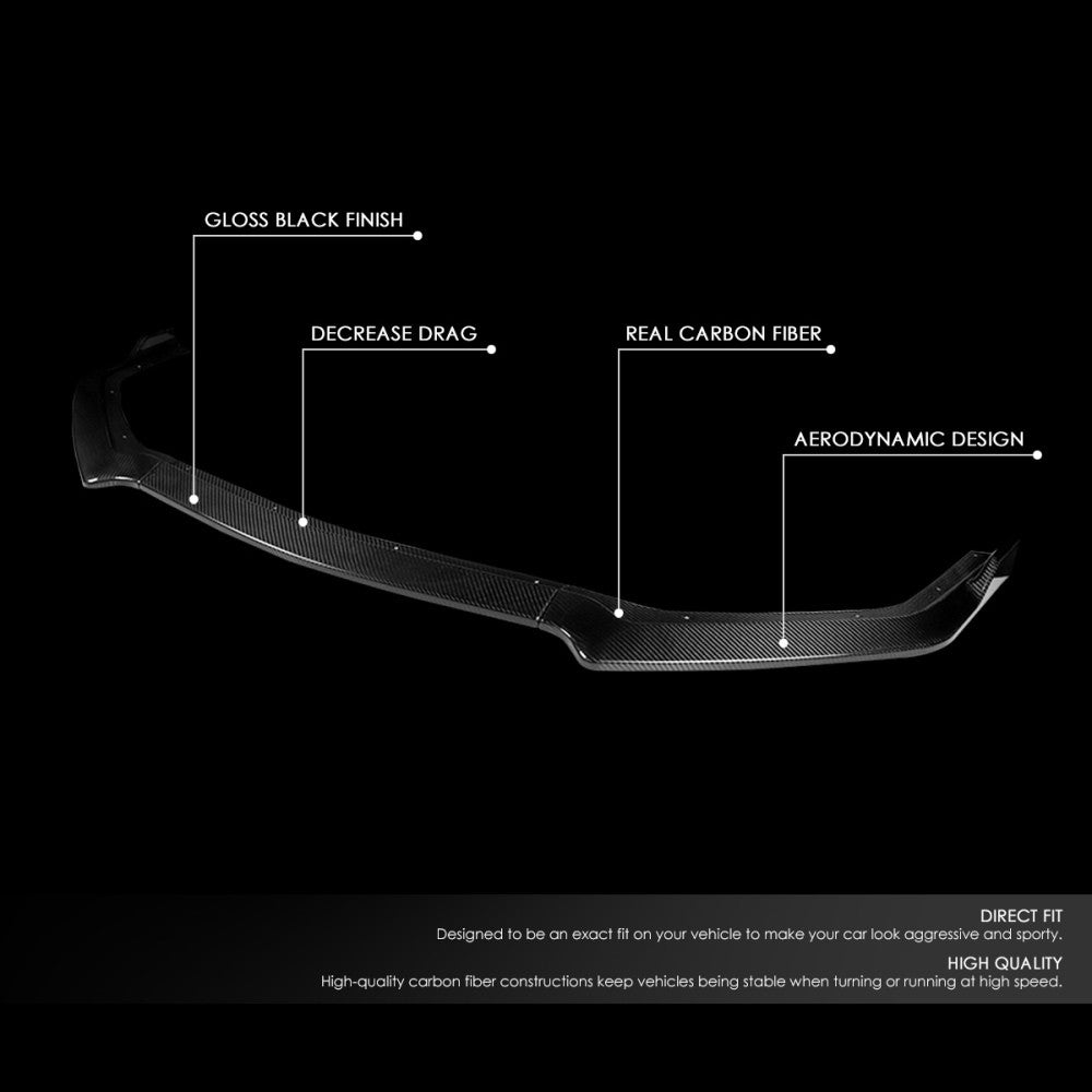 [Real Glossy Carbon Fiber] Front Bumper Lip Guard Spoiler For 18-20 Ford Mustang