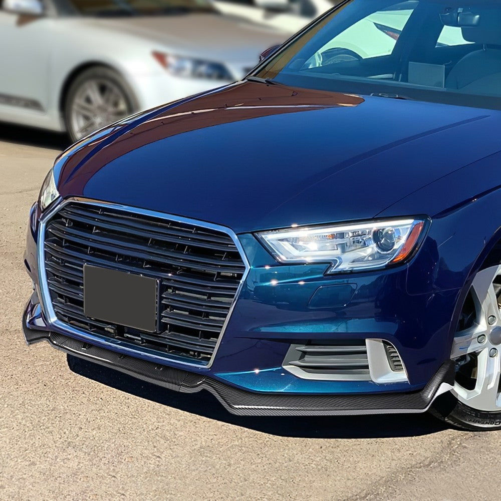 [Carbon Style Look] Front Bumper Lip For 17-20 Audi A3 S3 Premium Plus/ S-Line