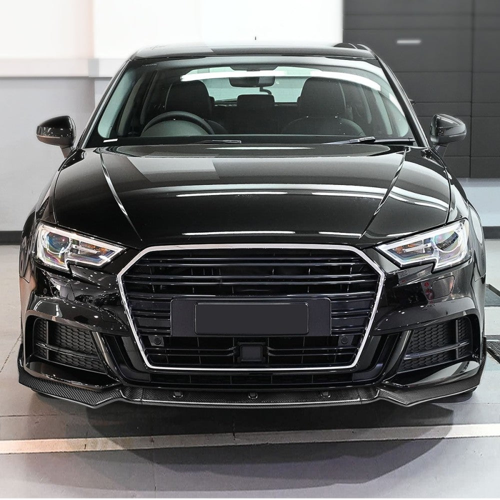 [Real Glossy Carbon Fiber] Front Bumper Lip For 17-20 A3 S3 Premium Plus/ S-Line