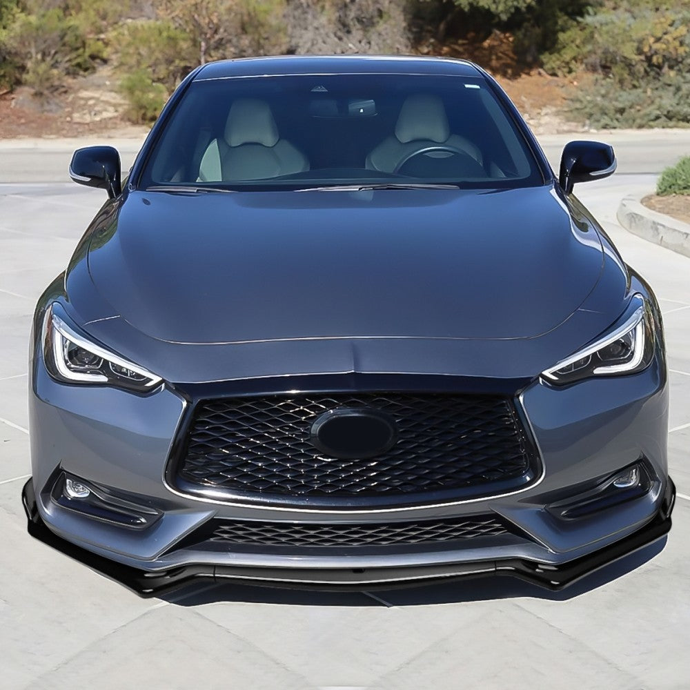 [Painted Gloss Black] Front Bumper Lip Guard Body Kit For 17-20 Infiniti Q60