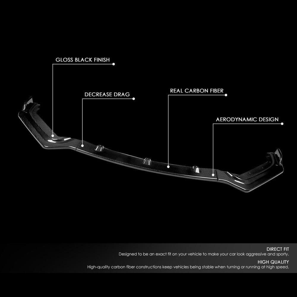 [Real Glossy Carbon Fiber] Front Bumper Lip Chin Guard For 17-20 Infiniti Q60