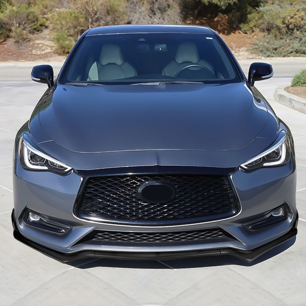 [Matte Black] Front Bumper Lip Chin Wing Guard Body Kit For 17-20 Infiniti Q60