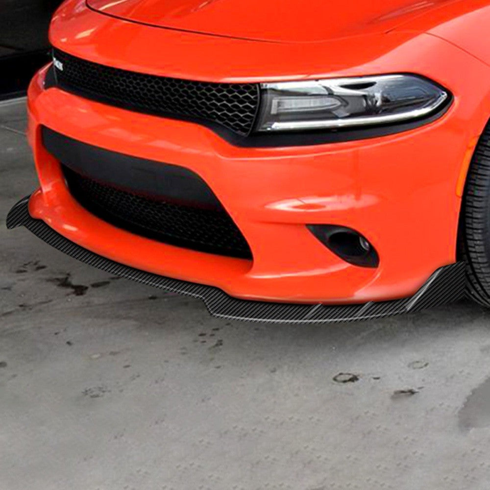[Carbon Style Look] Front Bumper Lip Chin Guard Body Kit For 15-22 Dodge Charger LD