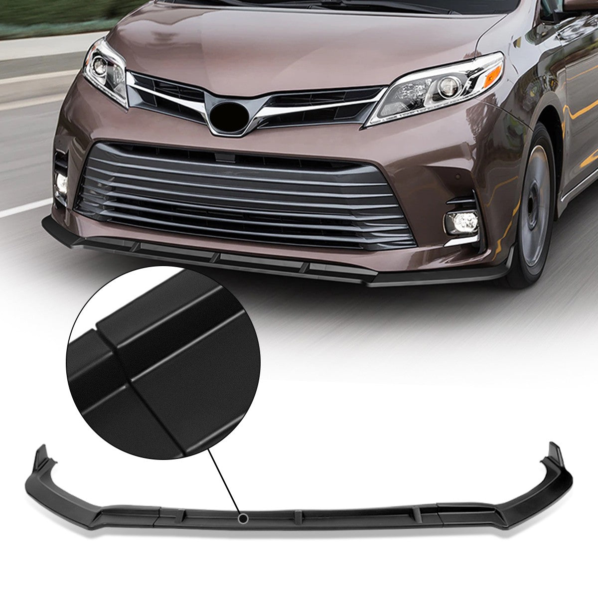 BFC Matte Black Front Bumper Lip Chin Guard Body Kit 18-20 Sienna XL30 27-BMPL-F-533
