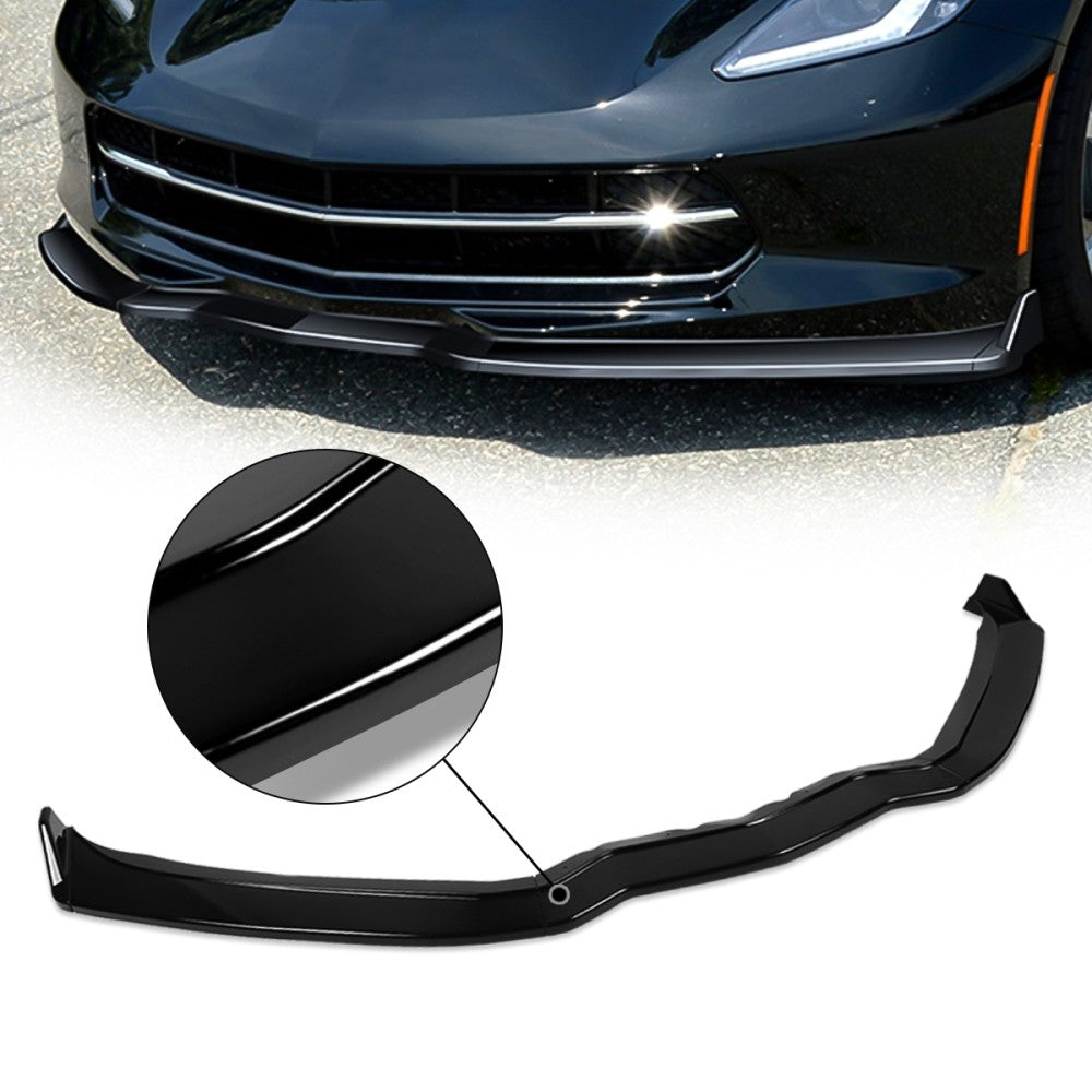 [Painted Gloss Black] Front Bumper Lip Chin Side Canard V1 For 14-19 Corvette C7