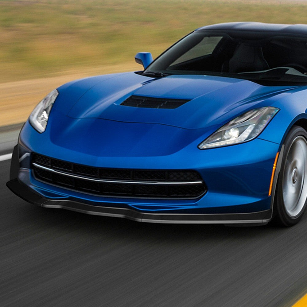 [Matte Black] Front Bumper Lip Chin Guard Side Canard V2 For 14-19 Corvette C7