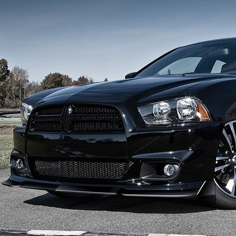 [Painted Gloss Black] Front Bumper Lip Guard Kit For 11-14 Dodge Charger SRT8