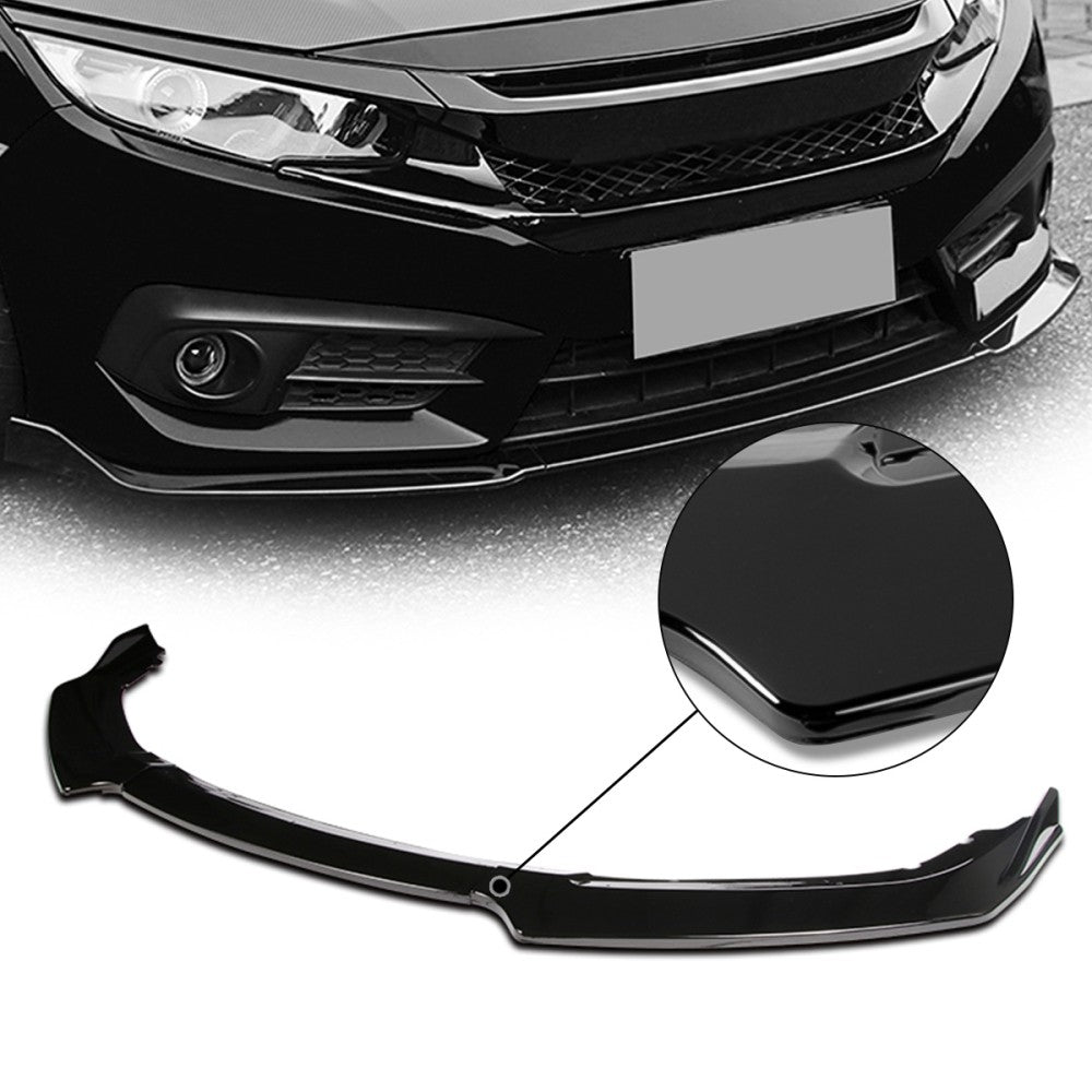 [Painted Gloss Black] Front Bumper Lip Guard Spoiler For 16-21 Honda Civic FC/FK