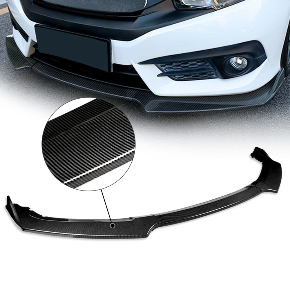 [Carbon Style Look] Front Bumper Lip Guard Body Kit For 16-21 Honda Civic FC/FK