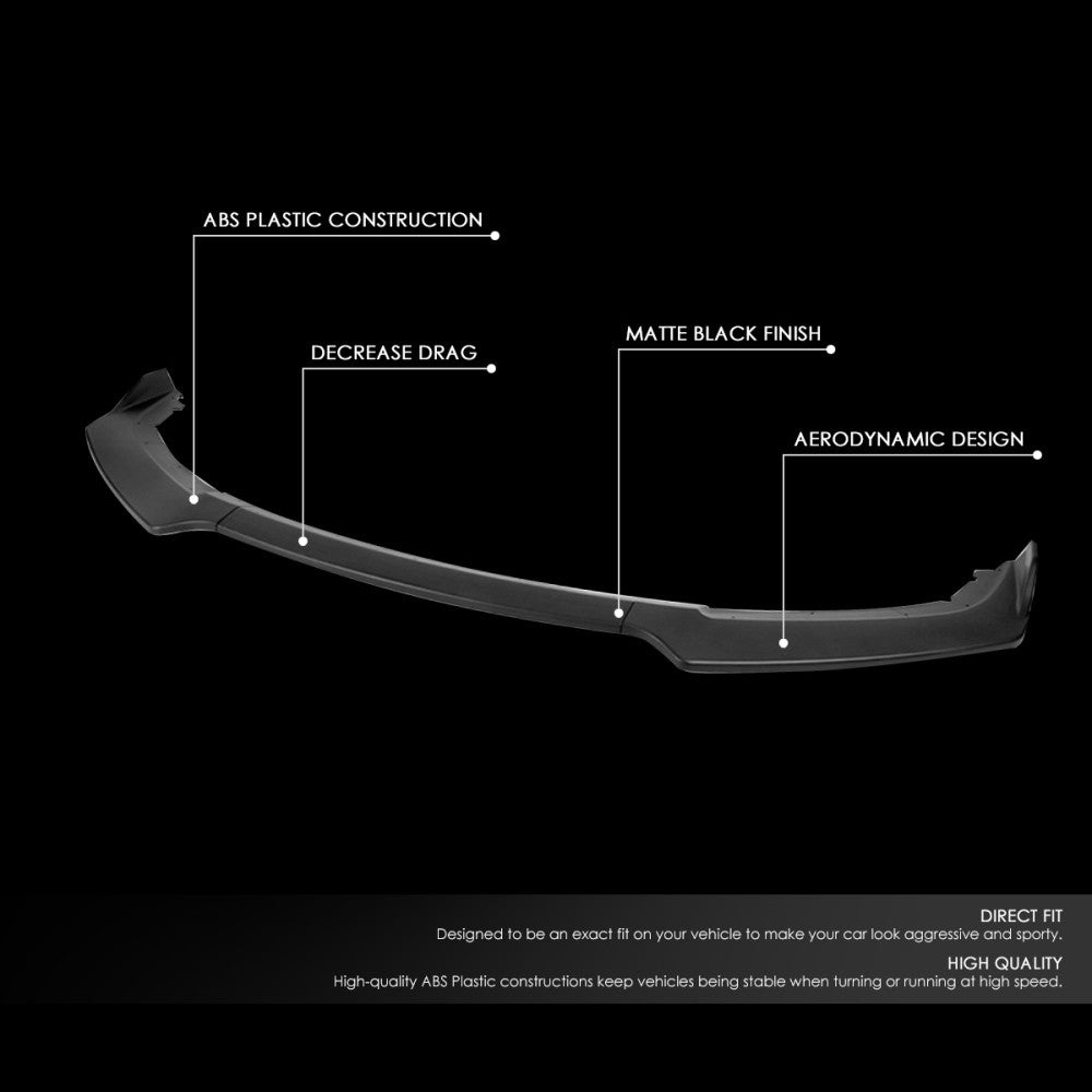 [Matte Black] Front Bumper Lip Chin Guard Body Kit For 16-21 Honda Civic FC/FK