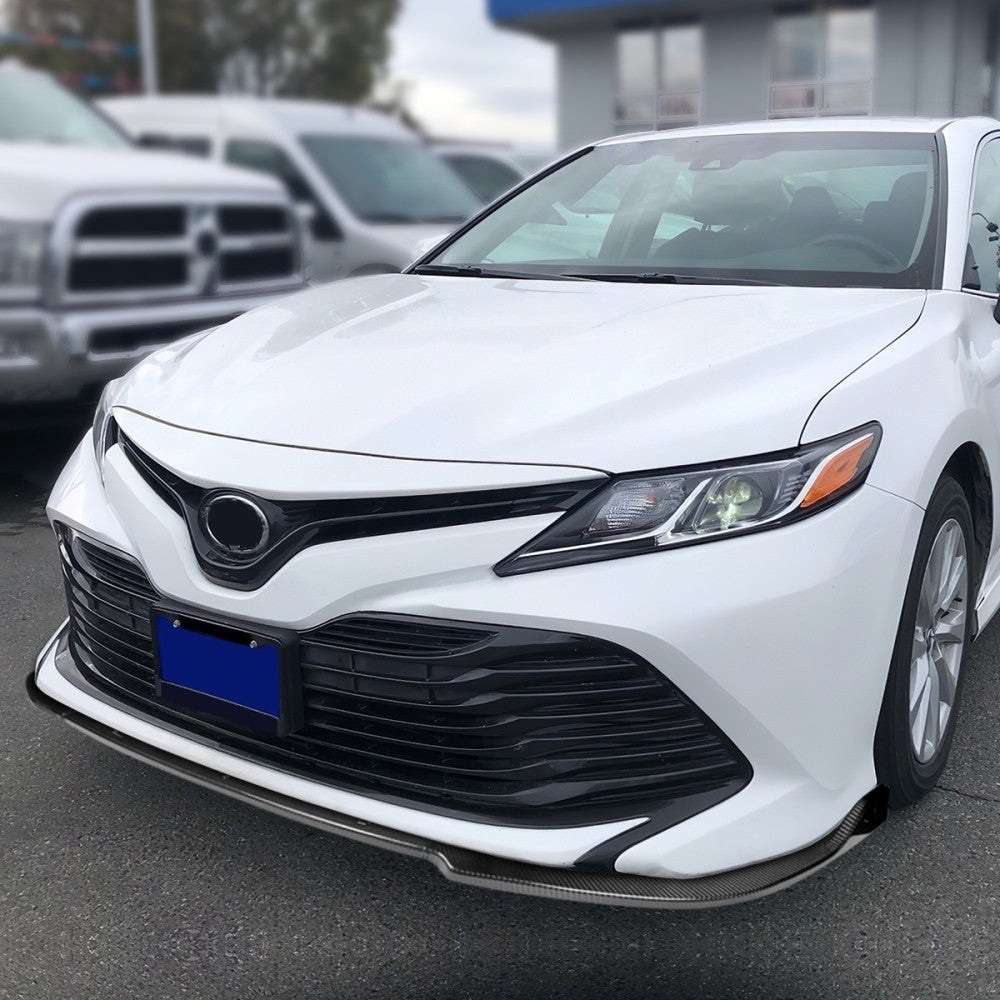 [Real Glossy Carbon Fiber] Front Bumper Lip Guard For 18-20 Toyota Camry SE XSE