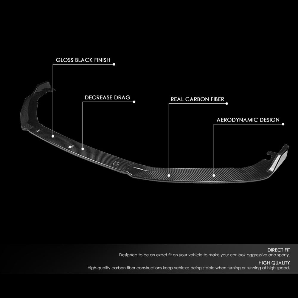 [Real Glossy Carbon Fiber] Front Bumper Lip For 18+ Honda Accord Sedan CV Gen10