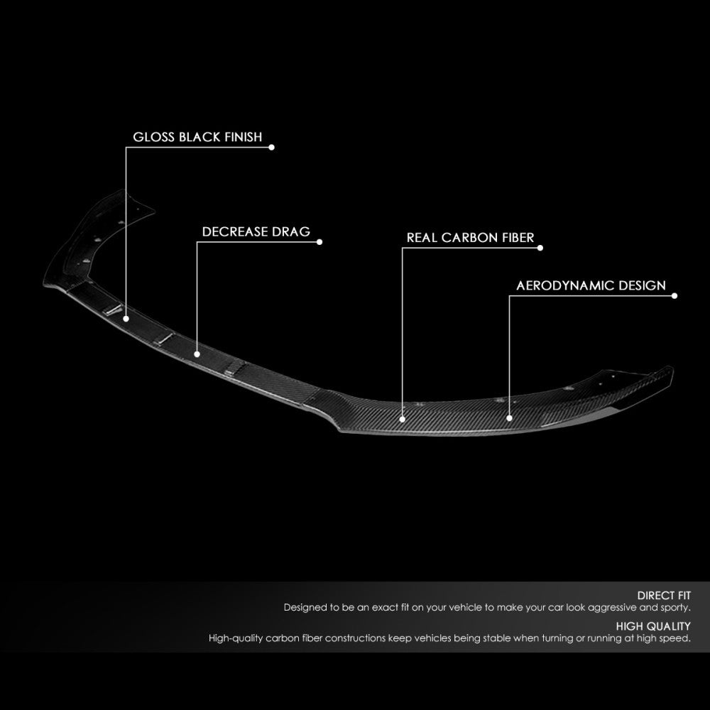 [Real Glossy Carbon Fiber] Front Bumper Lip Guard For 15-17 Ford Mustang S550