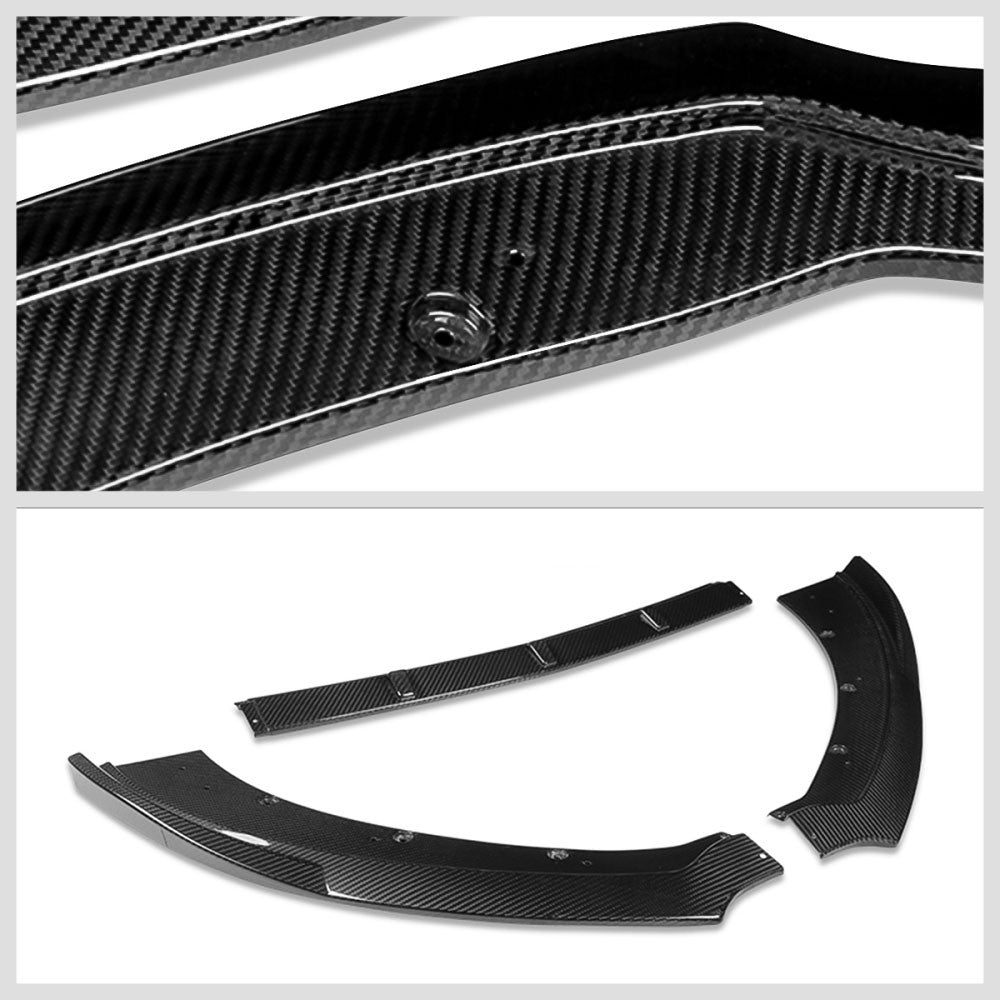 [Real Glossy Carbon Fiber] Front Bumper Lip Guard For 15-17 Ford Mustang S550