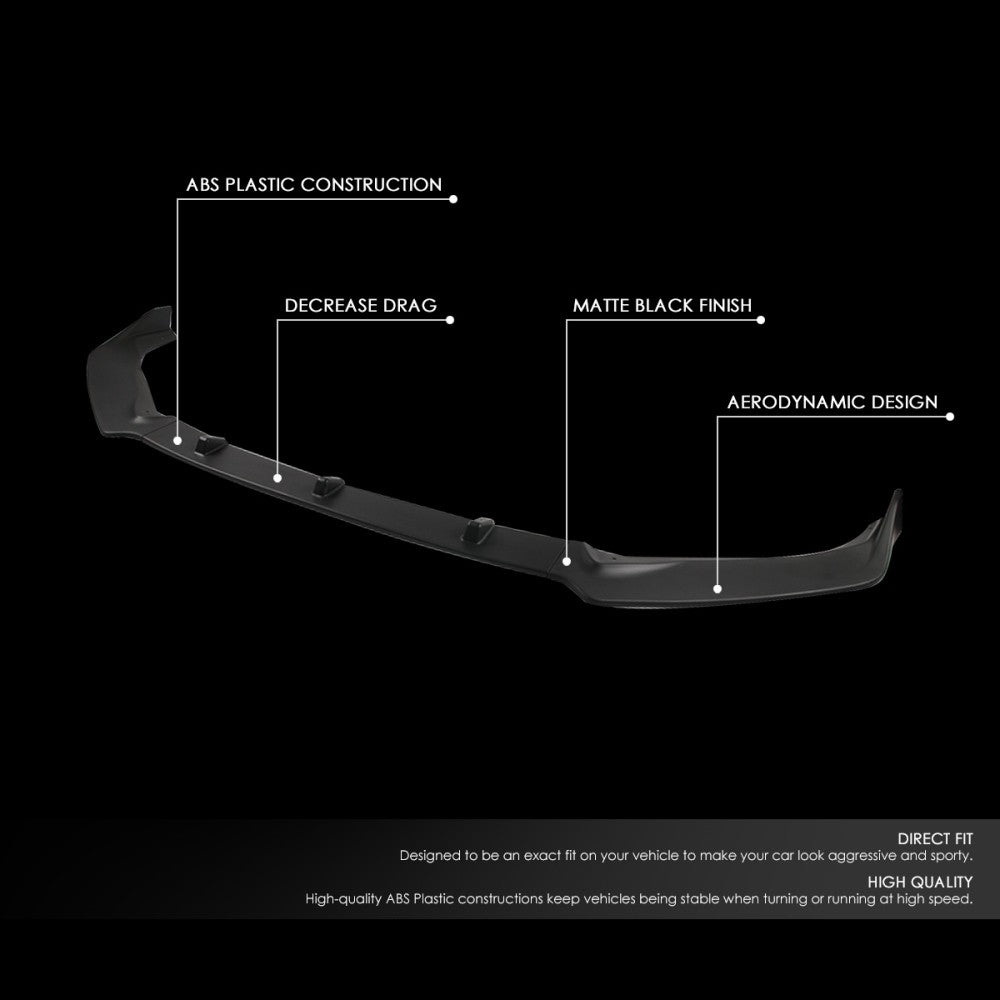 [Matte Black] Front Bumper Lip Chin Wing Guard Body Kit For 16-19 Nissan Sentra
