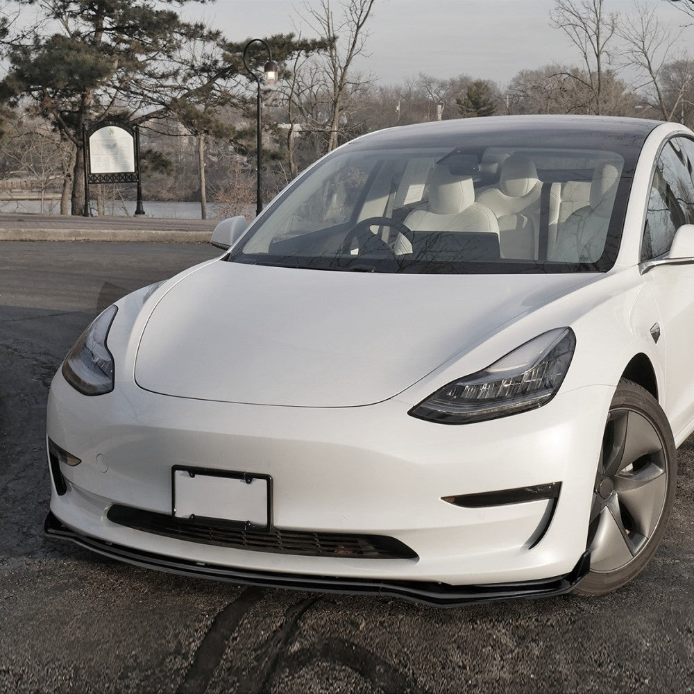 [Painted Gloss Black] Front Bumper Lip Guard Body Kit For 17-20 Tesla Model 3