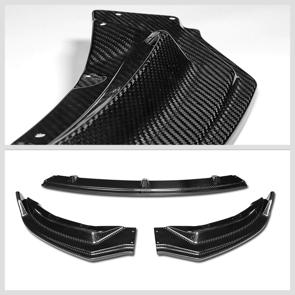 [Real Glossy Carbon Fiber] Front Bumper Lip Chin Guard For 17-20 Tesla Model 3