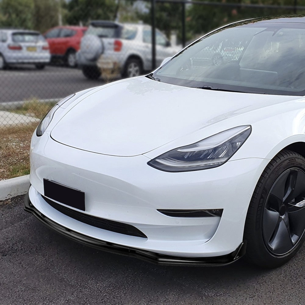 [Matte Black] Front Bumper Lip Chin Wing Guard Body Kit For 17-20 Tesla Model 3